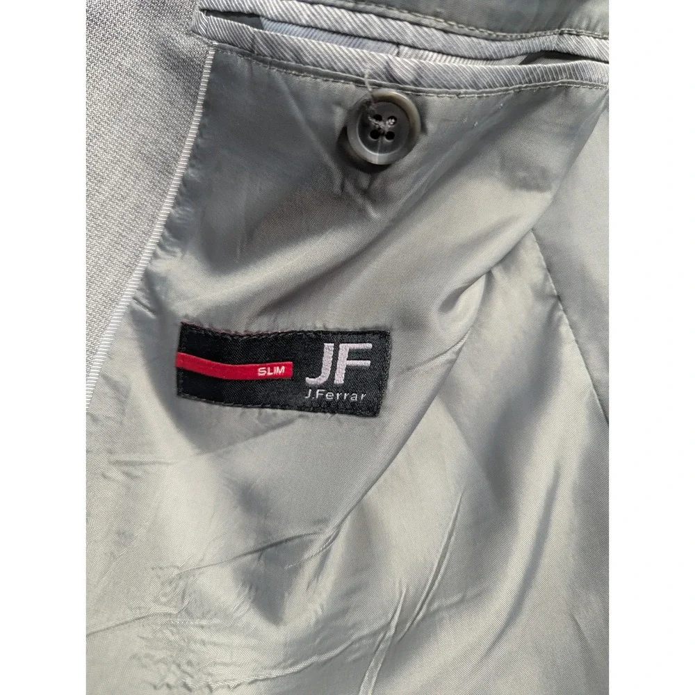 J. Ferrar Mens Slim Fit Blazer Light Gray Textured 2-Button Sport Coat 46‎ Reg